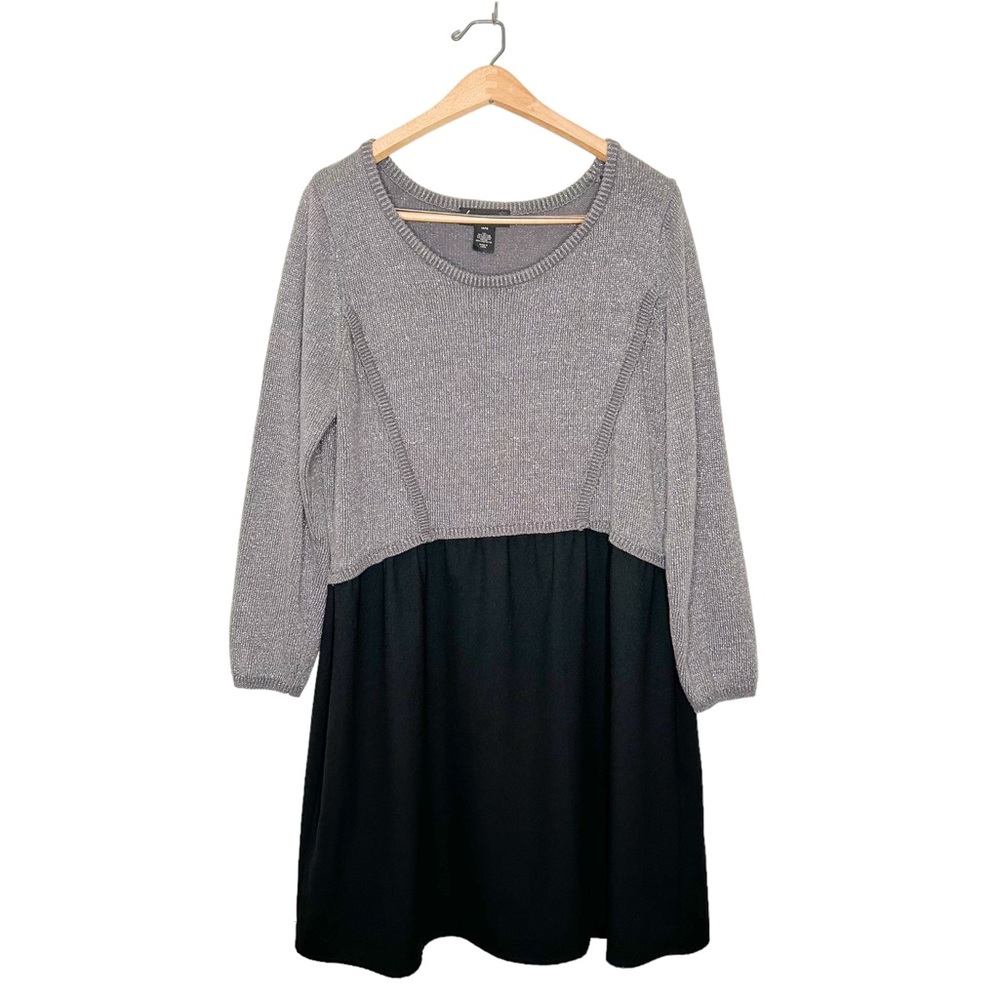 Lane Bryant Womens Grey Sparkle Knit Sweater Mini Dress Plus Size 14/16